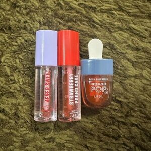 Bath and Body Works 4ever Sweet, Strawberry Poundcake, Firecracker Pop Lip Oil